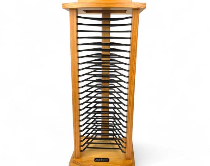Wod Cd Rack Vintage Auvicase Wood CD Storage Tower Rack Holds 25 Discs Natural ...