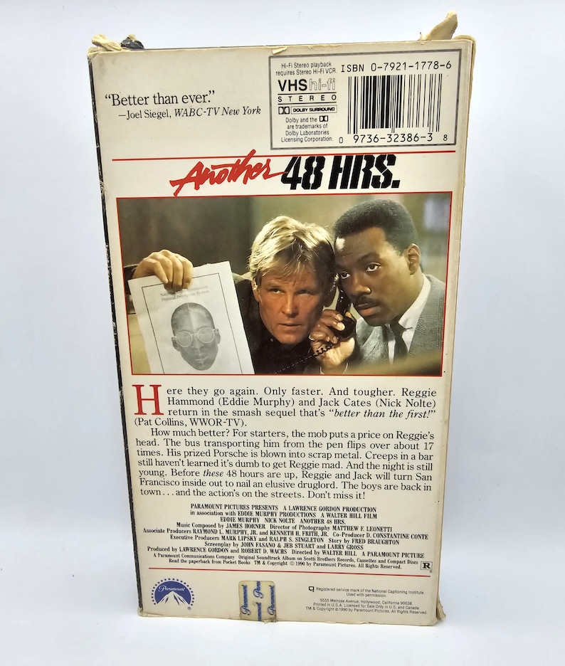 Another 48 Hrs VHS Movie Vintage Eddie Murphy Videocassette Tape Nick ...