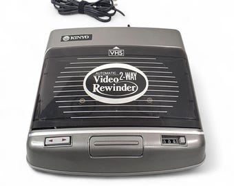 Kinyo VHS Video Cassette Tape 2-Way Rewinder Automatic Silver Vintage 583601