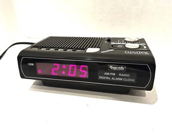 Vintage Rhapsody Digital Alarm Clock Am FM Radio Black Model RY-1012 Red LED
