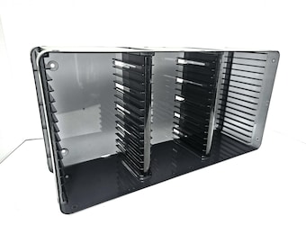 Domino Designs 45 CD Display Rack Compact Disc Shelf Holder Case Table Top Rack Translucent Black Gray Storage