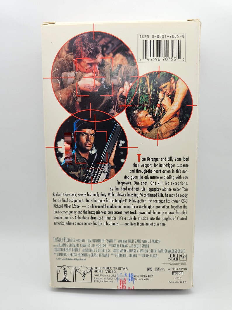 Sniper VHS Movie Tom Berenger Vintage Columbia Tr-star Home Video - Etsy