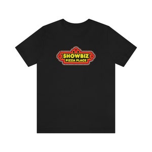 Showbiz Pizza Place Black T-Shirt Logo Tee