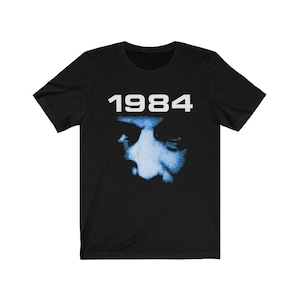 1984 T-Shirt Retro 80&#39;s Movie Tee Nineteen Eighty-Four Logo Big Brother Shirt George Orwell - Black