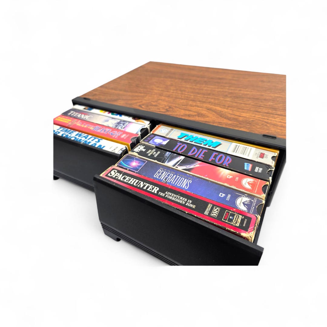 Vintage VHS Black Drawer Storage Case Holds 20 Video Cassette Tape ...