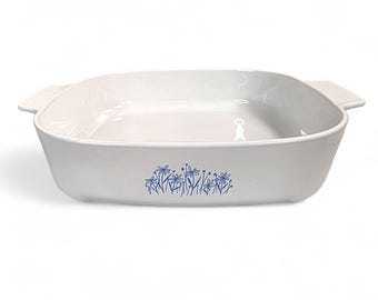 Vintage Corning Sears Microwave Browning Dish Blue Daisy Floral MW-A-10 84691