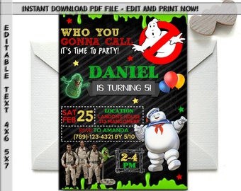 Ghostbusters Invitation Etsy