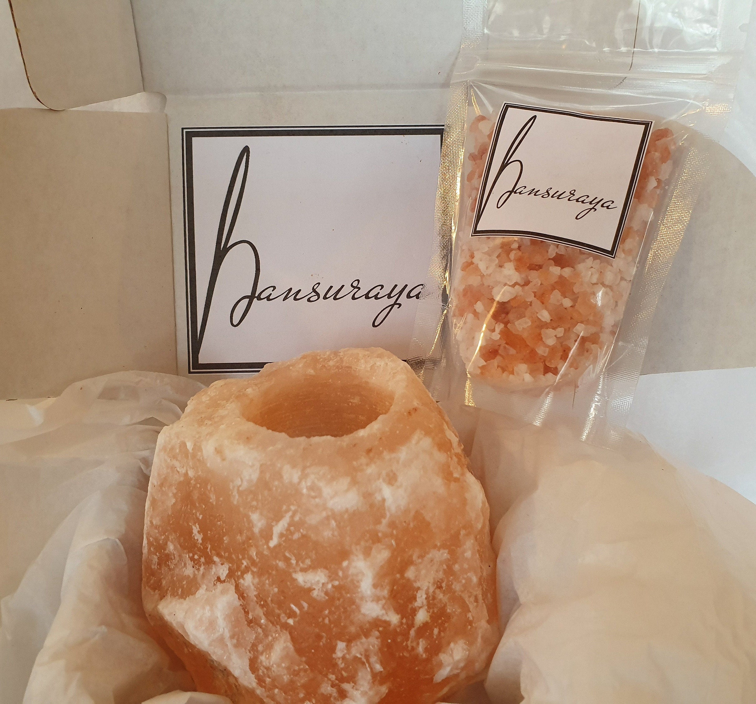 Himalayan Salt Lamp with Lavender Himalayan & Dead Sea Salts, Spa Gift Set, Lavender Essential Oil