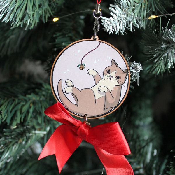 Wooden tree decoration orange cat