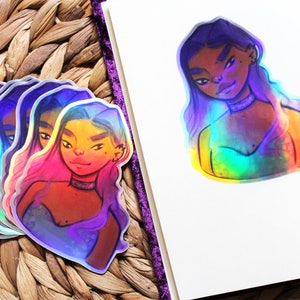 Aufkleber völlig holographische lila Mädchen