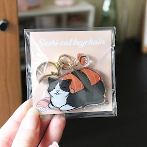 Double keychain sushi cat + little sushi /acrylic/resin