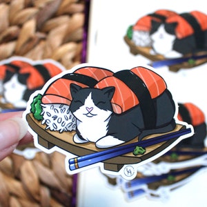 Sticker plateau de sushi chat
