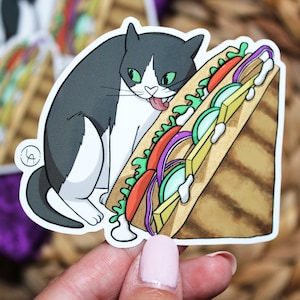Aufkleber Sandwich Katze