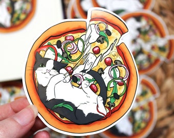 Sticker pizza cat