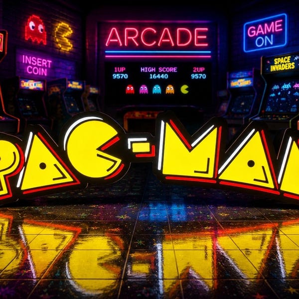 PAC-MAN inspiriertes 3D gedrucktes LED-Lichtschild - USB Powered Retro Arcade Decor