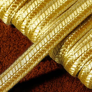 Galon ruban doré de 10mm, tresse fil métallique Or, garniture de broderie dorée, Sfifa marocaine, dentelle, mercerie vintage ethnique, lurex image 2