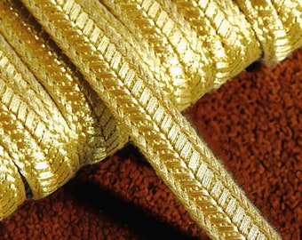 Galon ruban doré de 10mm, tresse fil métallique Or, garniture de broderie dorée, Sfifa marocaine, dentelle, mercerie vintage ethnique, lurex