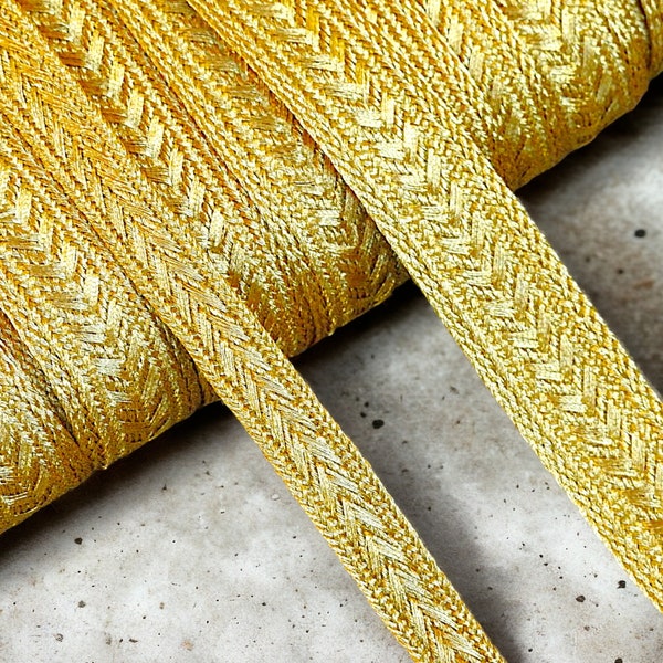 Gold ribbon braid 10mm | 20mm, gold metallic thread braid, gold embroidery trim, Moroccan Sfifa, lace, ethnic vintage haberdashery