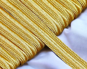 Galon ruban doré de 20mm, tresse fil métallique Or, garniture de broderie dorée, Sfifa marocaine, dentelle, mercerie vintage ethnique