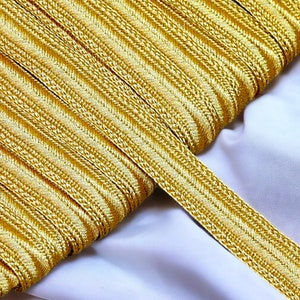 20mm gold ribbon braid, gold metallic thread braid, gold embroidery trim, Moroccan Sfifa, lace, ethnic vintage haberdashery image 1