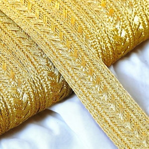 Galon ruban doré 10mm 20mm, tresse fil métallique Or, garniture de broderie doré, Sfifa marocaine, dentelle, mercerie vintage ethnique image 5