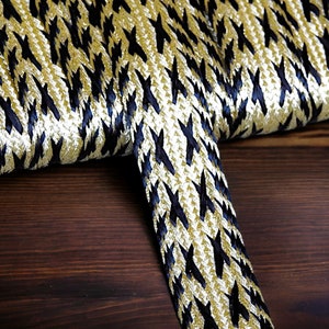 Treccia di nastro dorato | 20mm nero, treccia di filo metallico, finiture ricamate in seta, Sfifa marocchina, pizzo, merceria etnica vintage