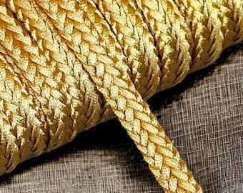 10mm gold ribbon braid, gold metallic thread braid, gold embroidery trim, Moroccan Sfifa, lace, ethnic vintage haberdashery, lurex