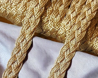 Galon ruban doré mat de 15mm, tresse fil métallique Or, garniture de broderie dorée, Sfifa marocaine, dentelle, mercerie vintage ethnique