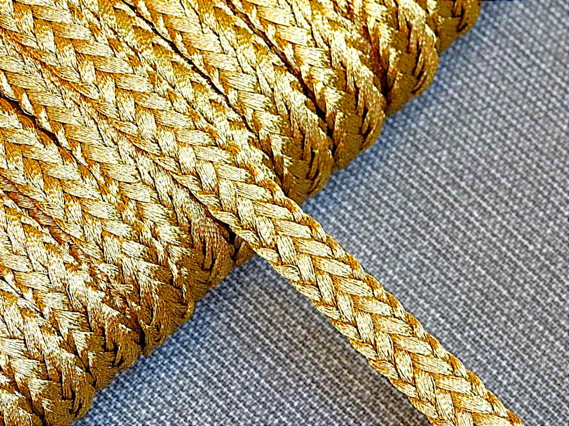 10mm Gold Ribbon Braid, Gold Metallic Thread Braid, Gold Embroidery ...