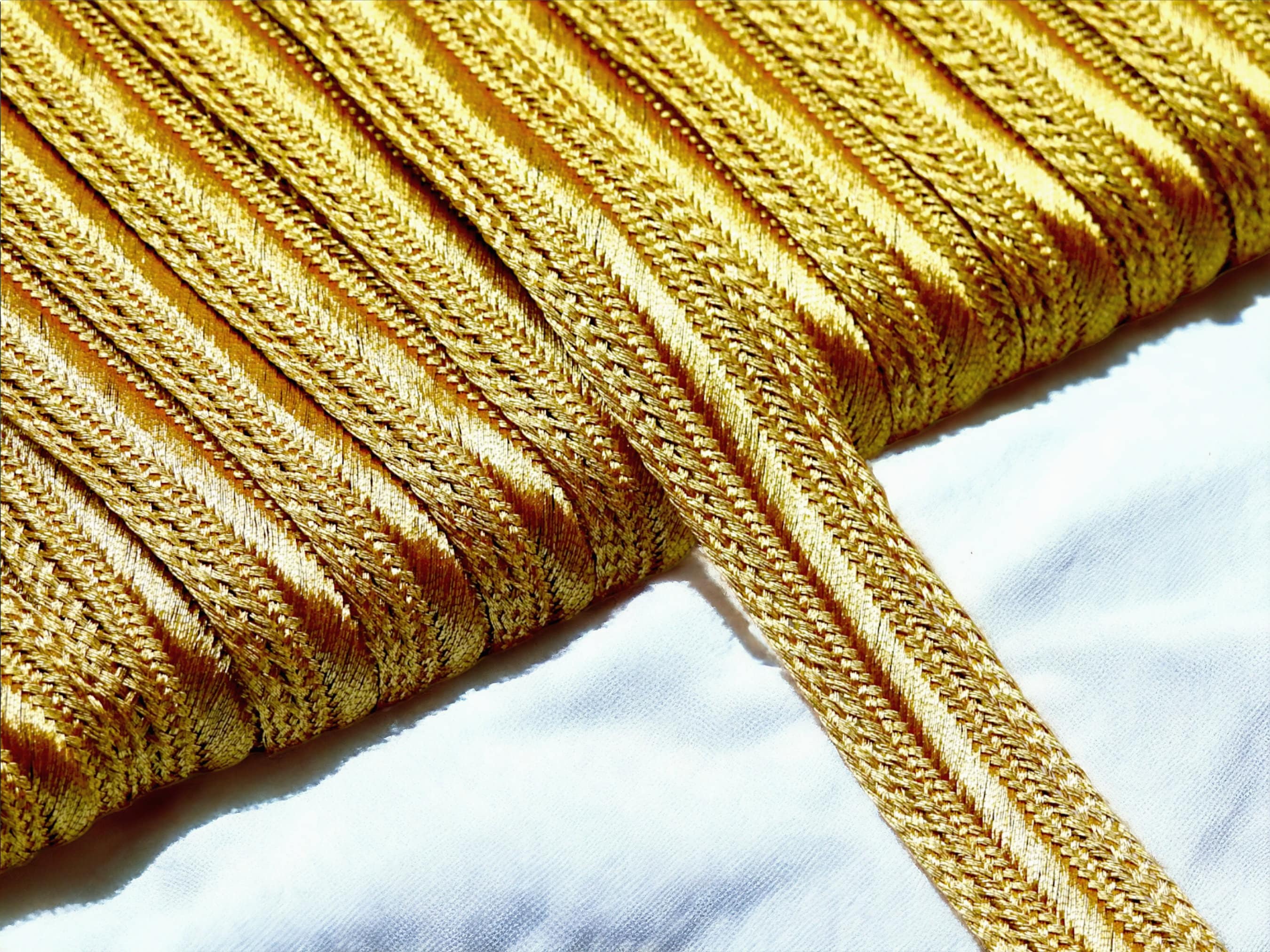 20mm Gold Ribbon Braid, Gold Metallic Thread Braid, Gold Embroidery ...