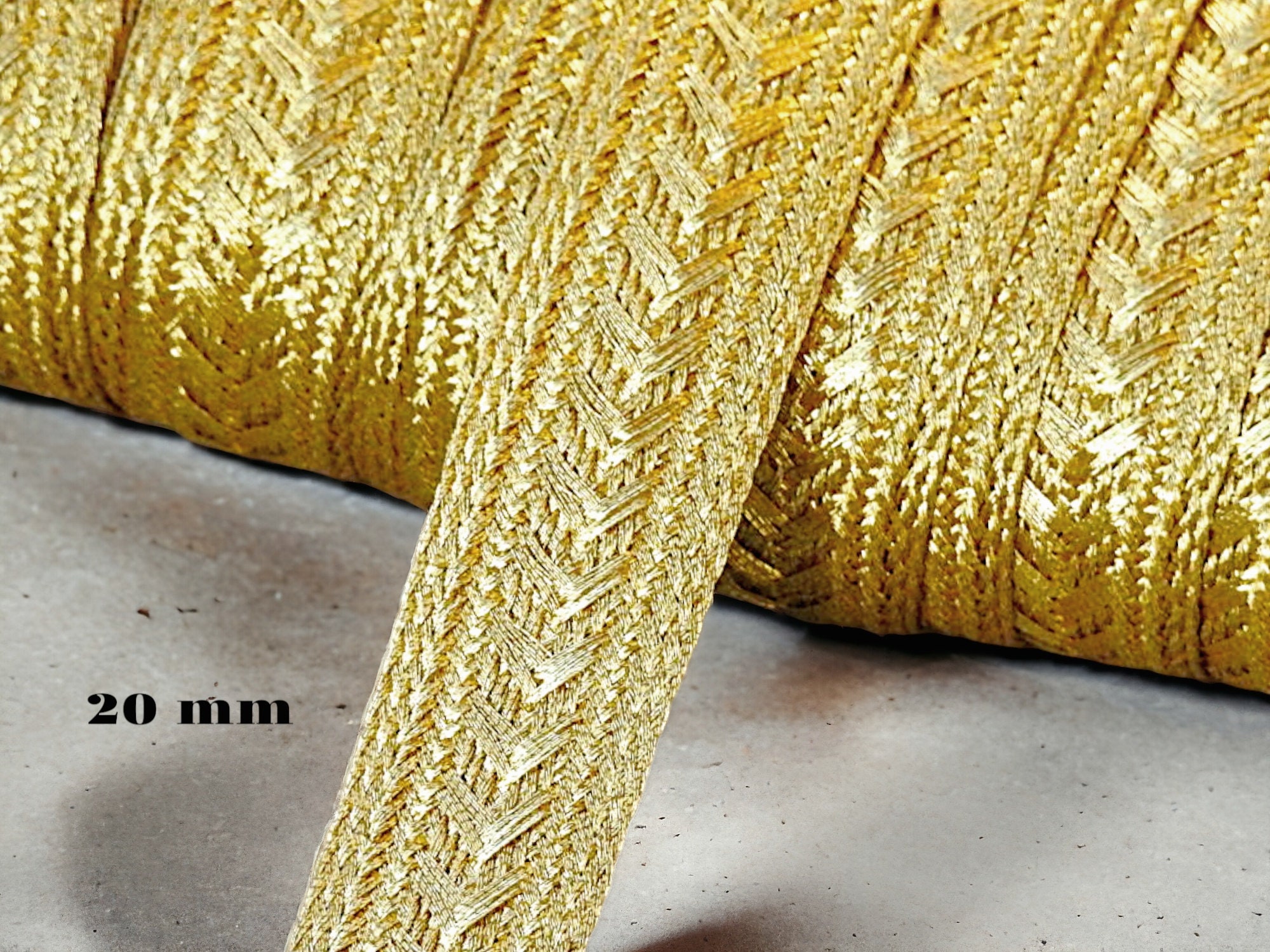 Gold Ribbon Braid 10mm | 20mm, Gold Metallic Thread Braid, Gold ...