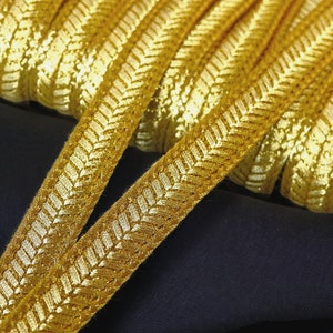 Galon ruban doré de 10mm, tresse fil métallique Or, garniture de broderie dorée, Sfifa marocaine, dentelle, mercerie vintage ethnique, lurex image 4