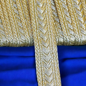 Matte gold ribbon braid 10mm 20mm, Gold metallic thread braid, embroidery trim, Moroccan Sfifa, lace, ethnic vintage haberdashery image 5