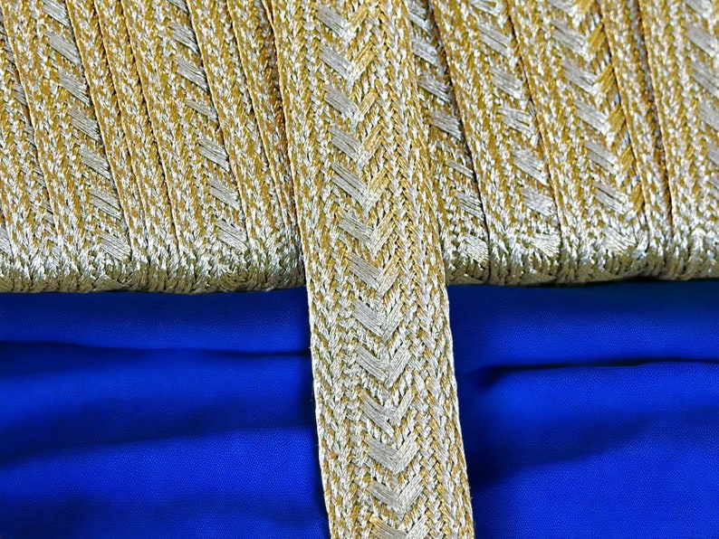 Matte gold ribbon braid 10mm 20mm, Gold metallic thread braid, embroidery trim, Moroccan Sfifa, lace, ethnic vintage haberdashery image 5