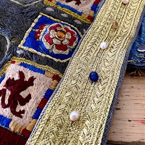 Matte gold ribbon braid 10mm 20mm, Gold metallic thread braid, embroidery trim, Moroccan Sfifa, lace, ethnic vintage haberdashery image 7