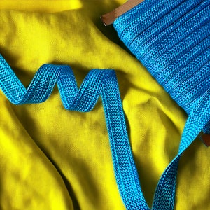 Galon ruban de soie 20mm, tresse bleu turquoise, garniture de broderie tissée, Sfifa marocaine, dentelle bleu, mercerie vintage ethnique image 3