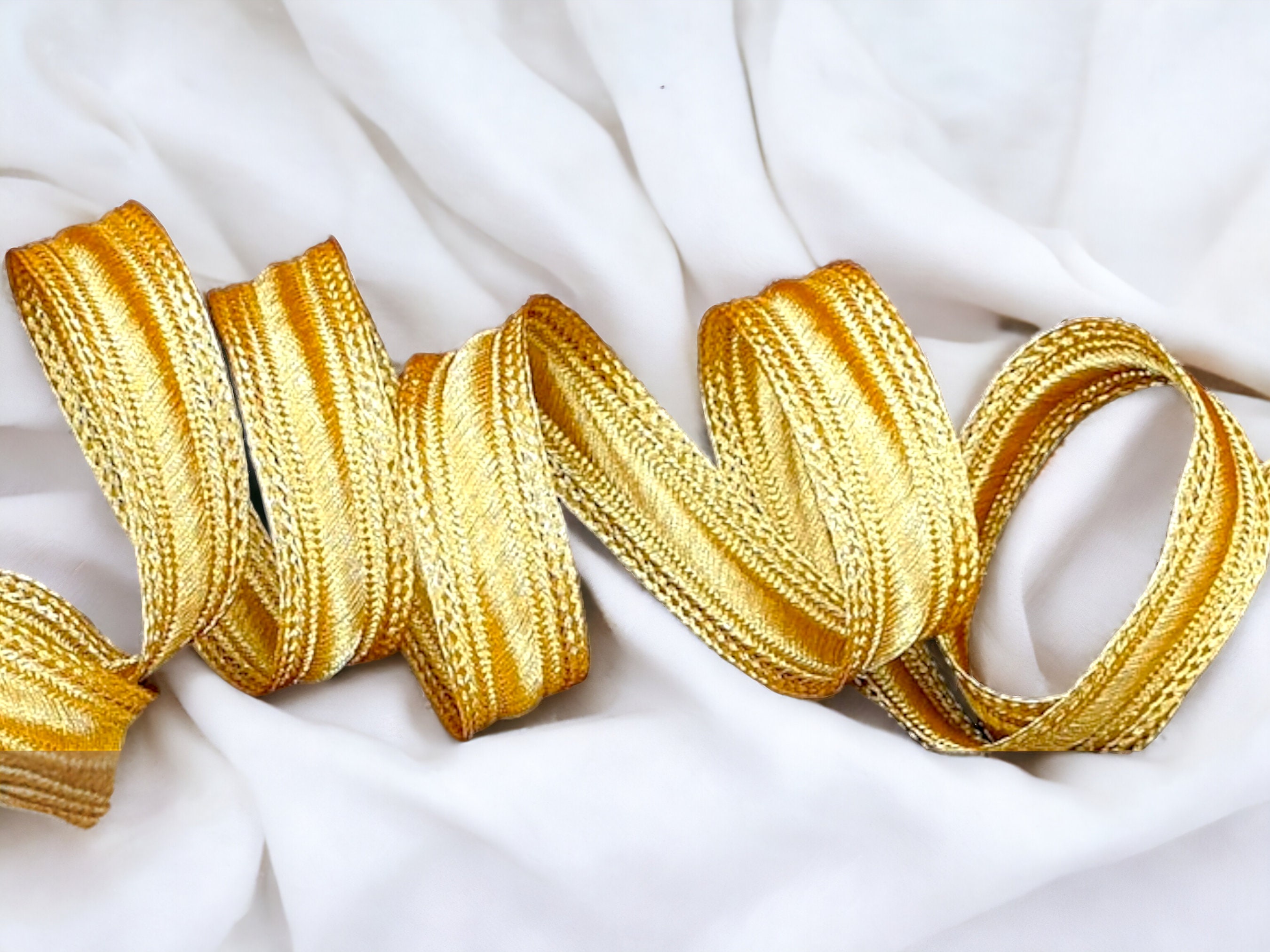 20mm Gold Ribbon Braid, Gold Metallic Thread Braid, Gold Embroidery ...