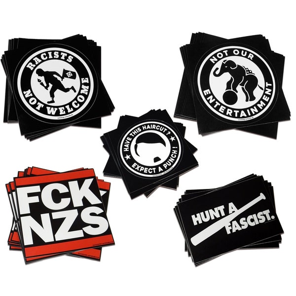 Sticker Sets, Aufkleber, FCK NZS, Antifa, Vegan