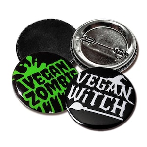 Vegan Witch / Zombie Button 25 mm with pin / magnet, pin, pin, badge, gothic, witch