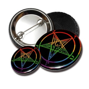 Baphomet Rainbow Pentagram, button 25 mm / 38 mm with pin / magnet, badge, pin