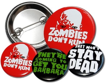 Zombie Buttons with pin, badge, pin, badge, zombie movies, horror