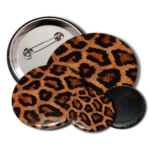 Leopardo, bottone 25/38/50 mm (1"/1,5"/2") con spilla/magnete, rockabilly, punk rock