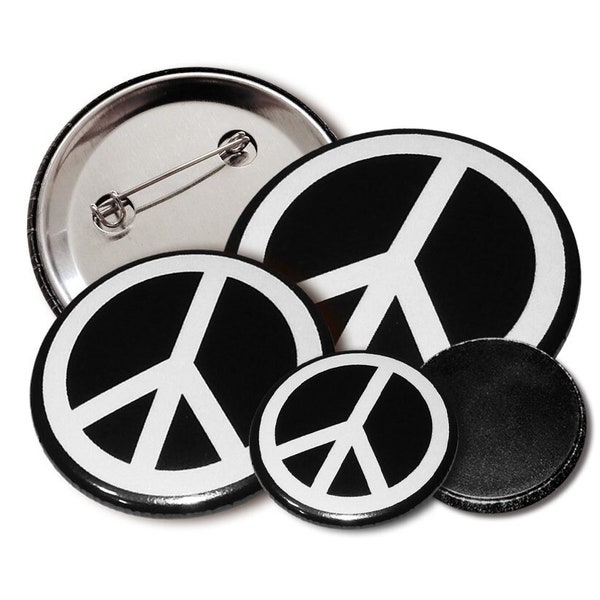 Peace Button 25/38/50mm (1"/1,5"/2") mit Anstecknadel / Magnet, Anstecker, Friedenszeichen, Frieden,