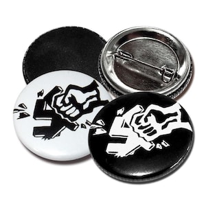 Gegen Nazis Button Sets 25mm (1 inch) Weiß/ Schwarz mit Anstecknadel / Magnet, Pin, Anstecker