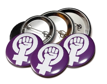Feminist Button Sets Purple 25/38/50 mm (1"/1.5"/2") with pin / magnet