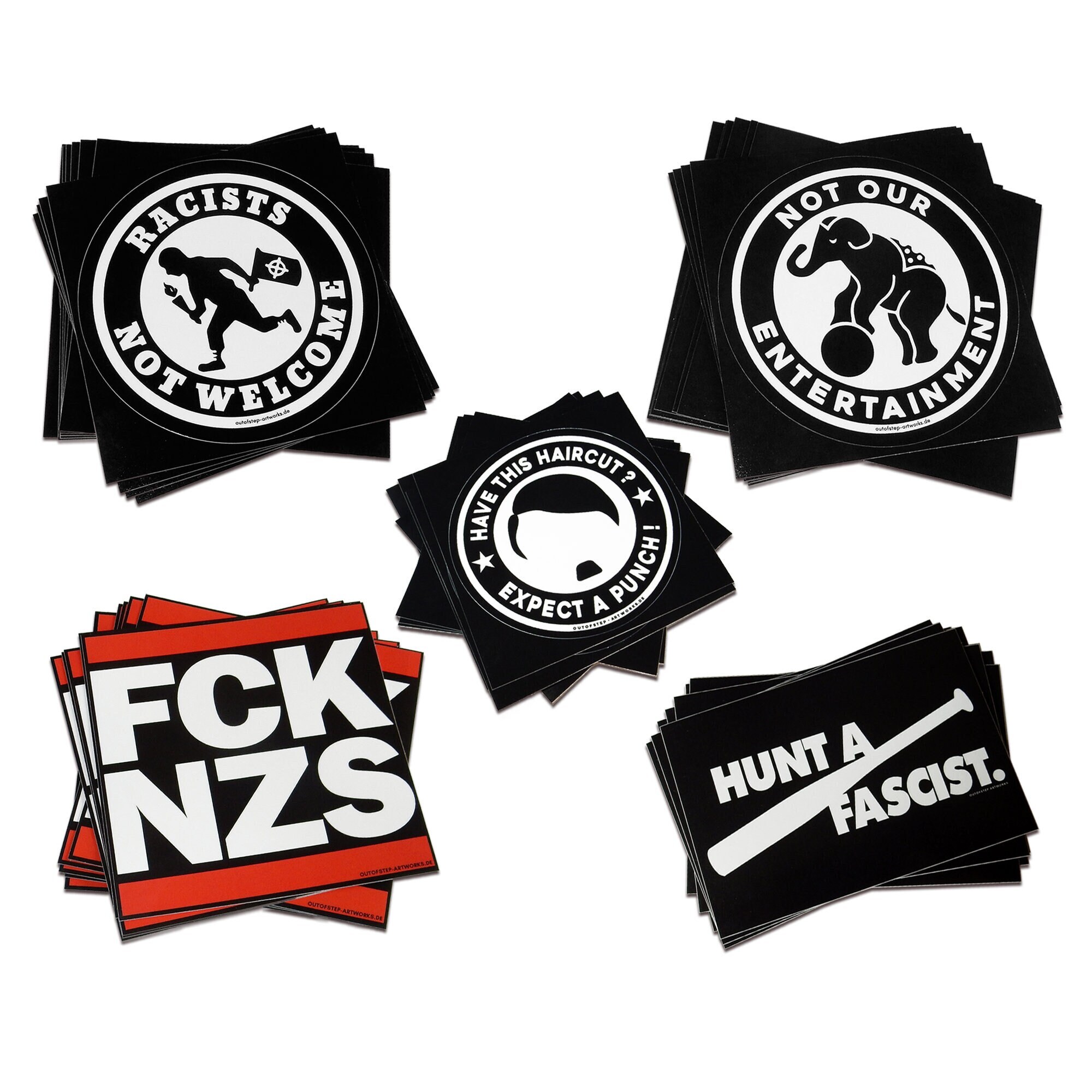 Sticker Sets, Aufkleber, FCK NZS, Antifa, Vegan - .de