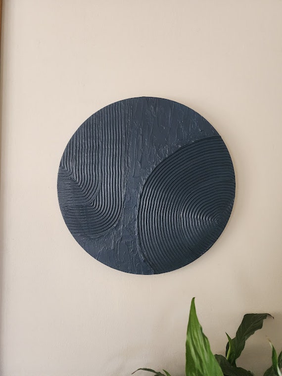 Textured Plaster Wall Art | Abstract Arches, Round Canvas