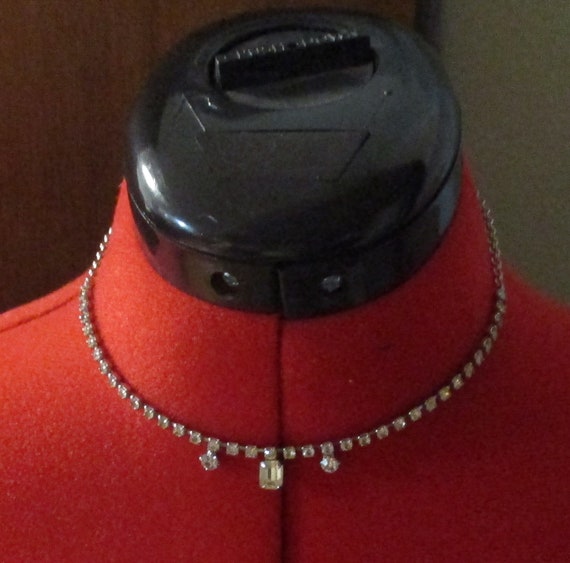 Bling Vintage 3 Jewel Necklace Choker CZ cubic zi… - image 1