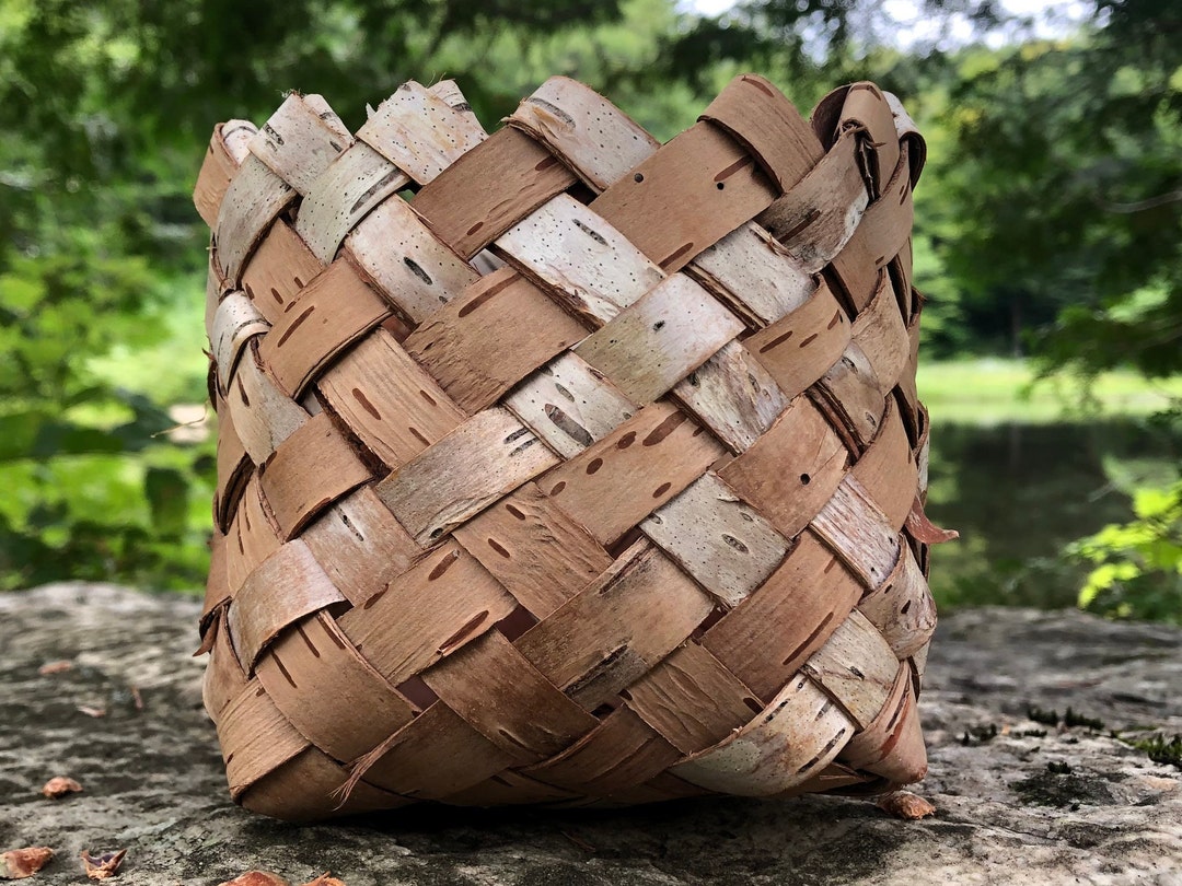 Small Oblong Birch Bark Basket