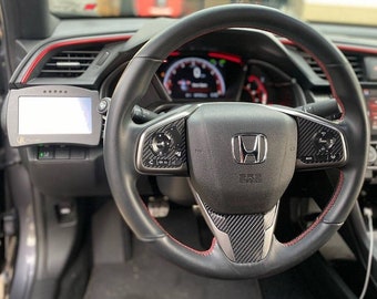 Carbon Fiber Inner Steering Wheel Cover Trim For 2016-2021 Honda Civic Si – Direct Fit, Black Carbon Look (60-Day Warranty)
